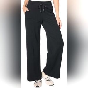 Denim & Co. Wide Leg Drawstring Joggers SZ L BLACK